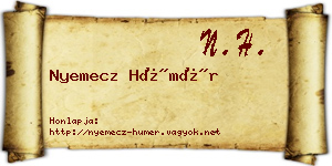 Nyemecz Hümér névjegykártya